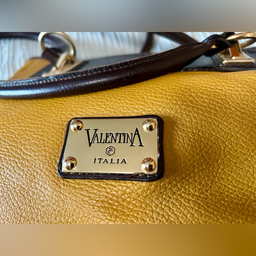 Valentina Yellow and Brown Italian leather Women's Purse - Picture 9 of 9
